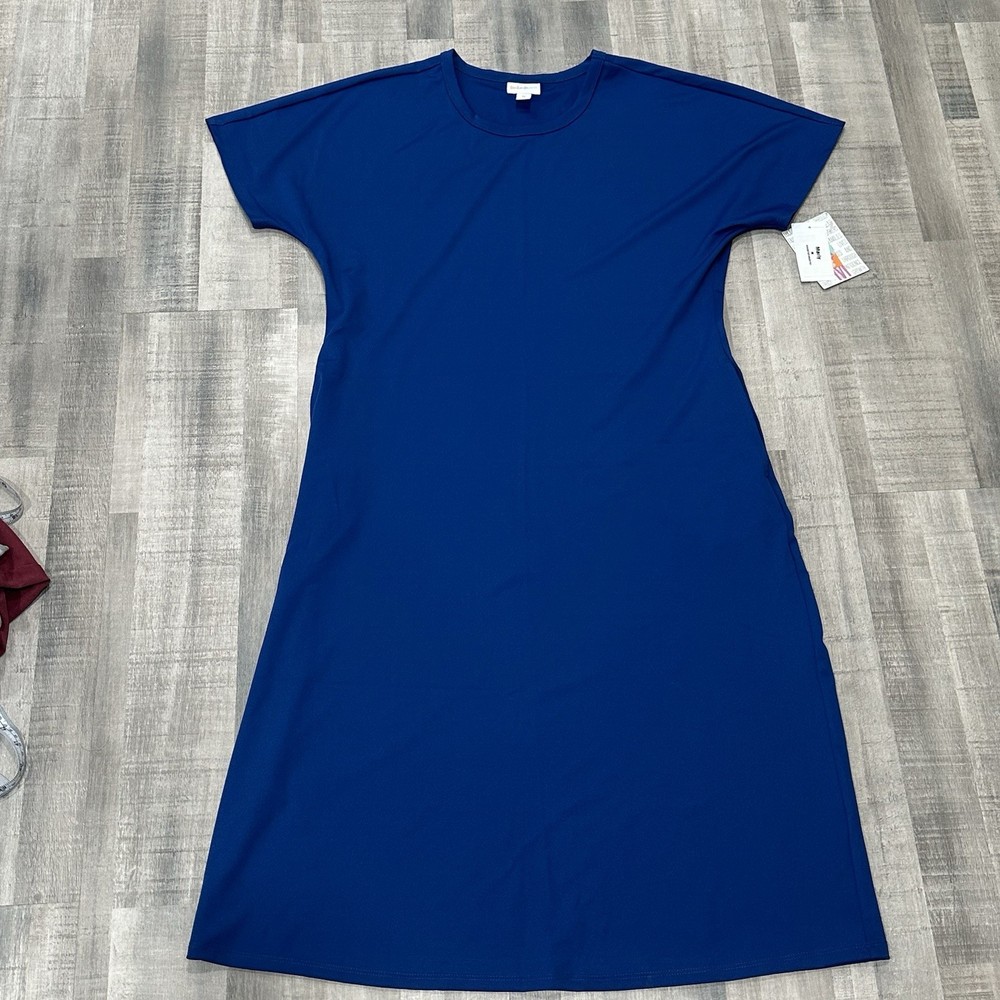 LuLaRoe Marly Dress Solid Navy W Pockets NWT size Medium Thick Material