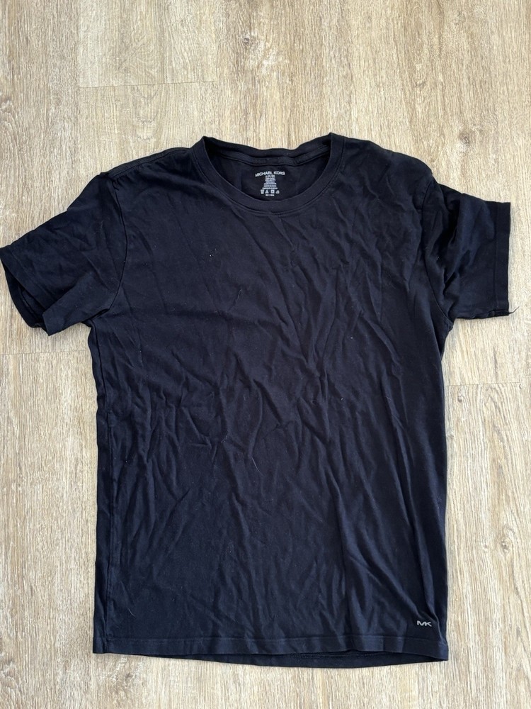 Michael Kors Black Crew Neck Short Sleeve Men's T-Shirt S Regular Cotton Logo