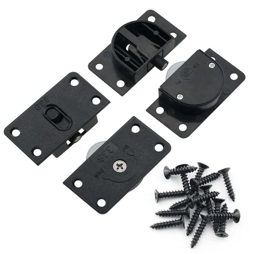 2Sets Black Sliding Cabinet Hardware Component Home Wardrobe Sliding Door Nyl...