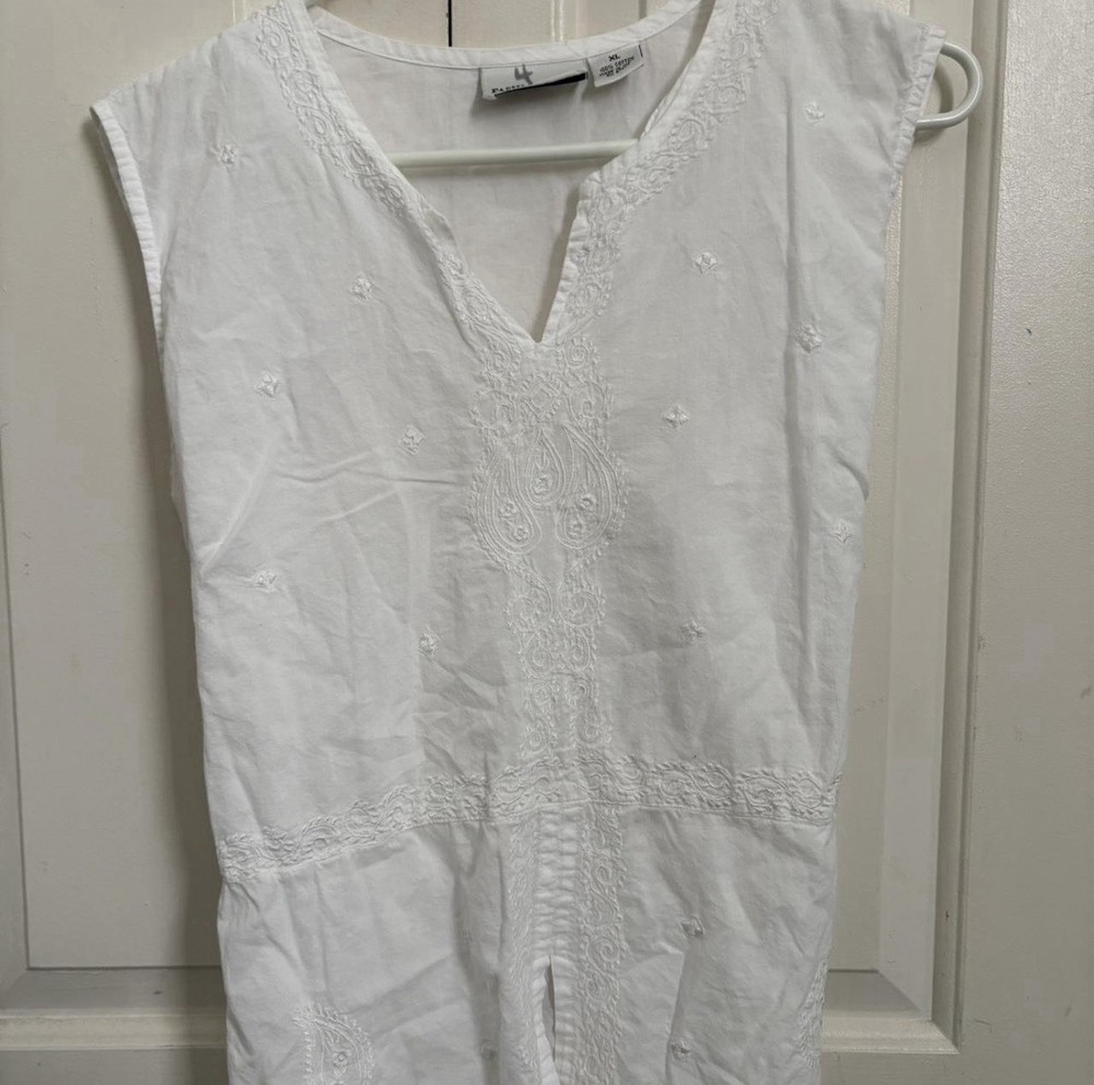 Fashion Bug Women's White Cotton Sleeveless Shirt Tie Back