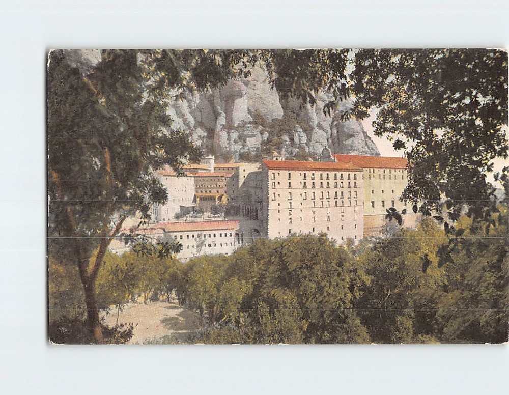 Postcard Vista del Monasterio y Aposentos Montserrat Spain