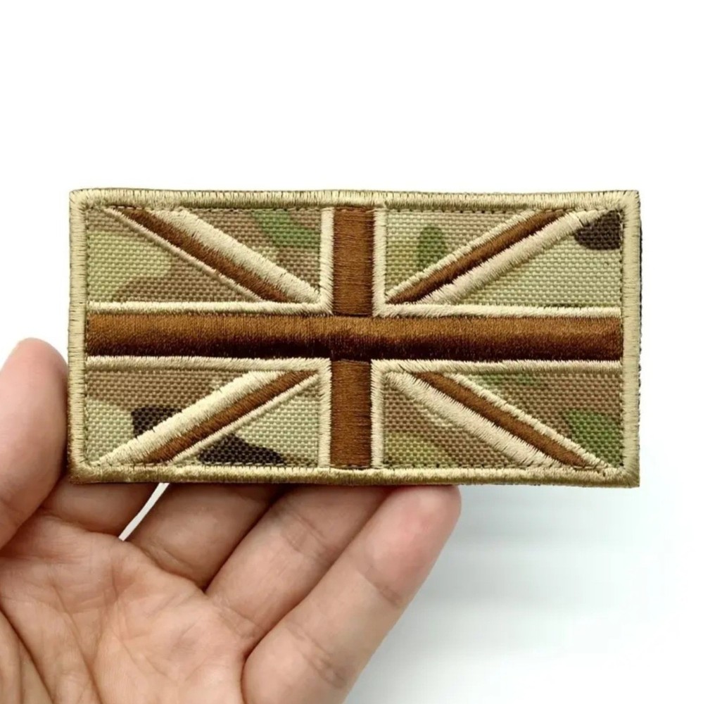 Mixed Colour Camo Embroidered Union Jack Flag Tactical Patch Hook & Loop 10x5cm