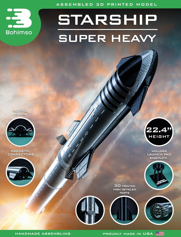 STARSHIP / SUPER HEAVY Spaceship movable parts Plastic model Space X 3D print