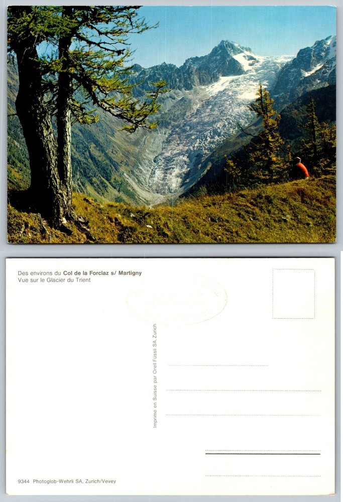 Trient Glacier Switzerland Postcard Col de la Forclaz Martigny Alps Vintage