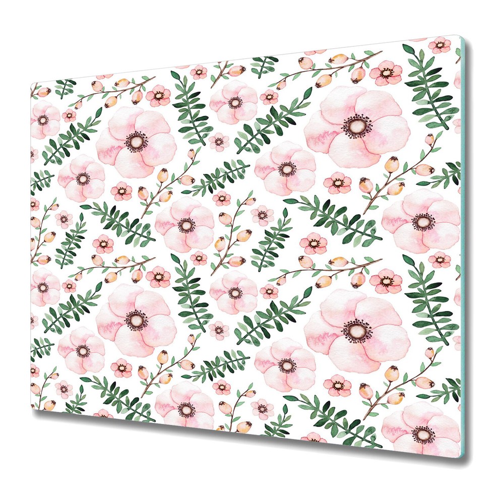 Glass Chopping Board Utensil Board Lovely Flowers Cute Girly for Floral 60x52