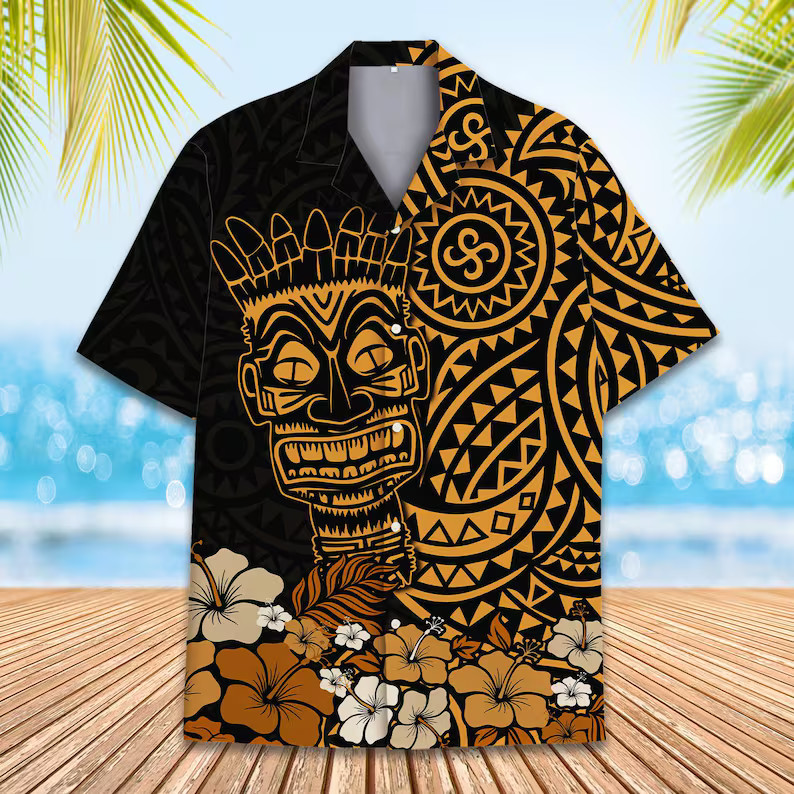 Tiki Tribal Hawaii Shirt Men Women Aloha Beach Vacation Summer Island