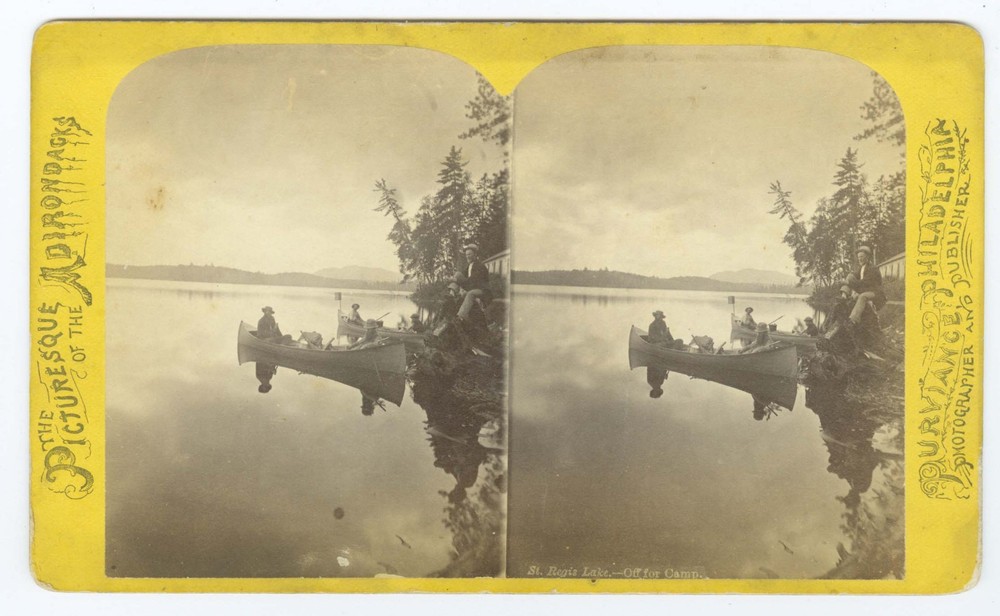 G2276~ NEW YORK Canoe & Campers c.1870s Stereoview - Purviance