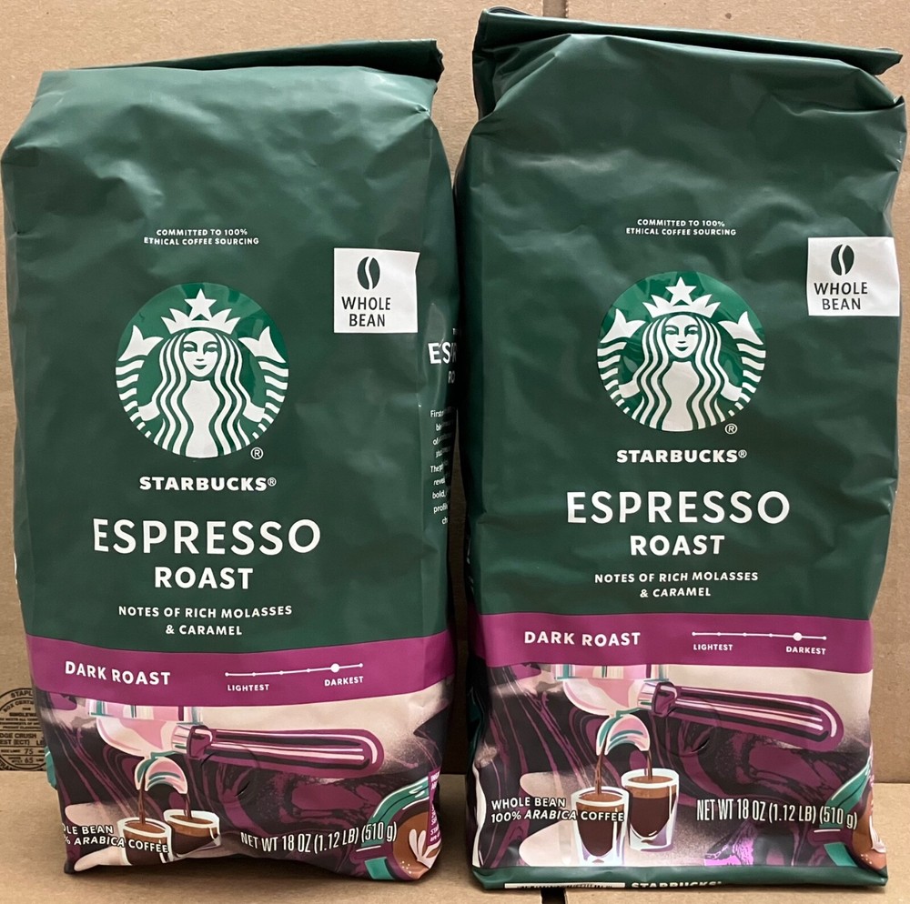 Starbucks Espresso Roast Whole Bean Coffee 2 Large Packages Dark Roast