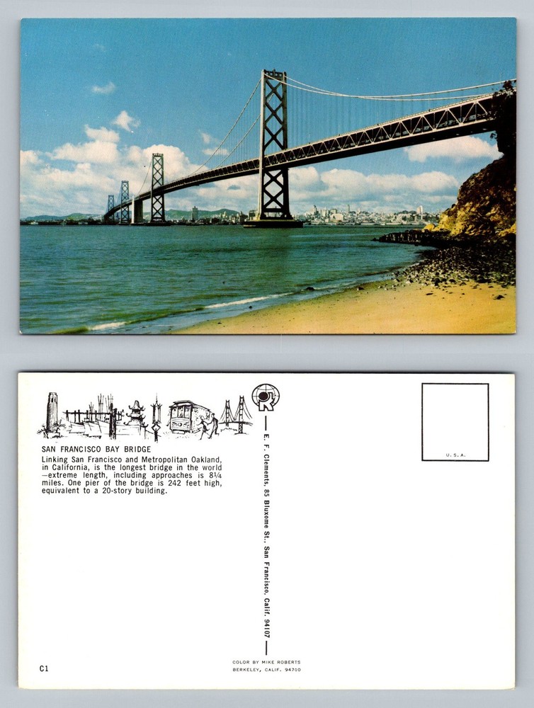 San Francisco, CA-California, Bay Bridge Waterfront Skyline Vintage Postcard