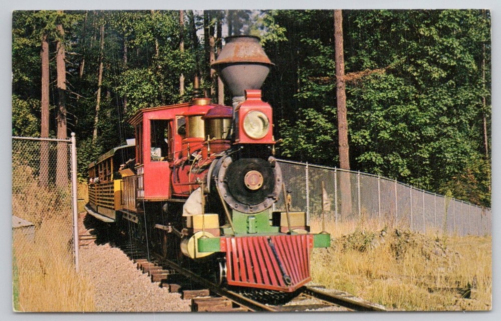 Vintage Plastichrome Postcard: Portland Zoo Steam Train, Washington Park, Oregon