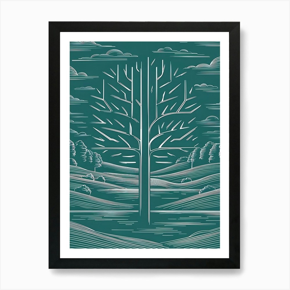 Tree In A Field Art Print Framed Wall Art Poster Canvas Print Picture