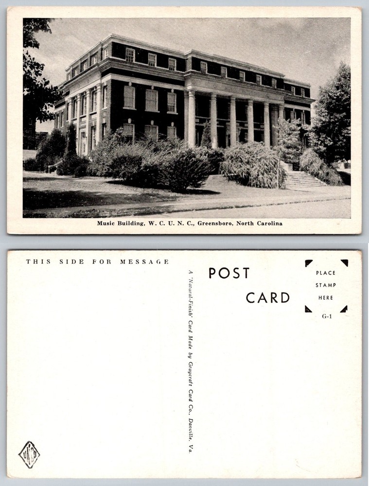 Music Building W.C.U.N.C. Greensboro NC Vintage Graycraft Postcard