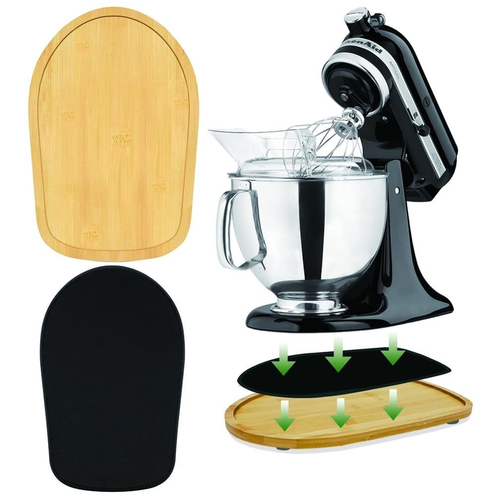 Upgrade Bamboo Mixer Slider Mat for Kitchenaid Stand Mixer Accessory