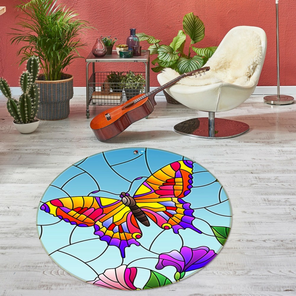 3D Color Butterfly Flower NAO10301 Game Rug Mat Elegant Photo Carpet Mat Fay