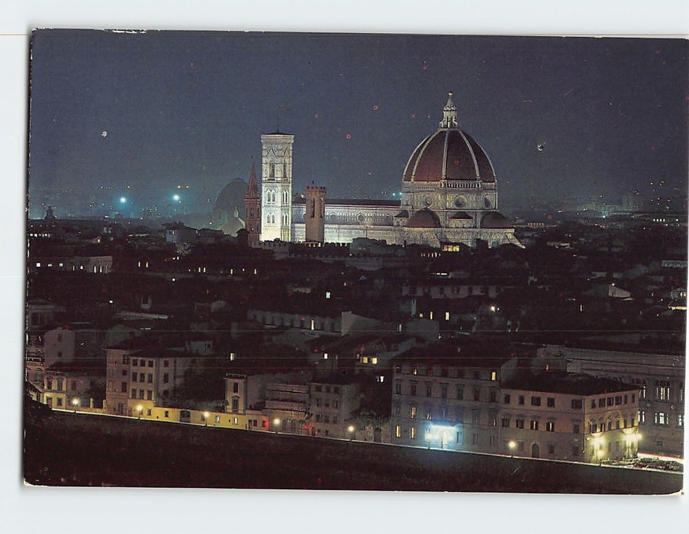 Postcard Panorama At Night Florence Italy