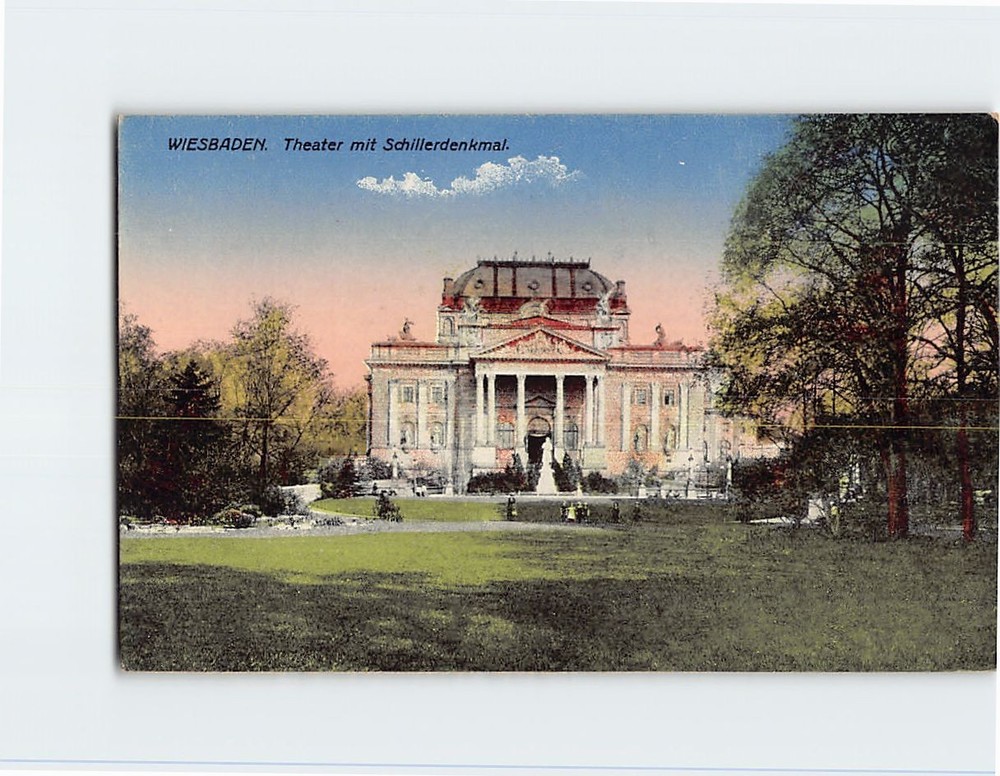 Postcard Hessian State Theatre in Wiesbaden Germany