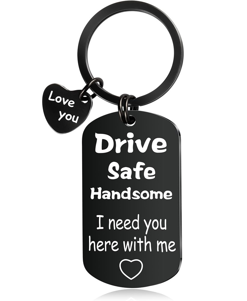 Drive Safe Keychain for Him Men Boyfriend Husband Small Gifts Birthday Valent...