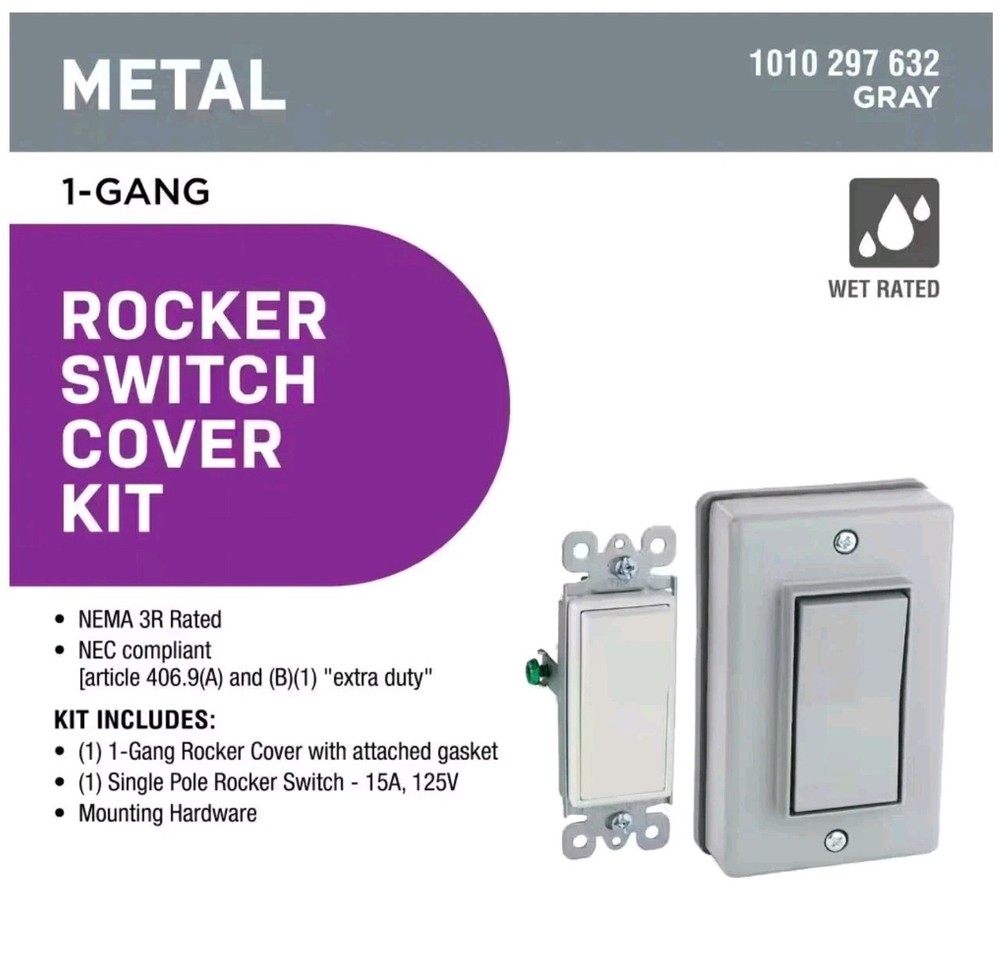 1-Gang Plastic Weatherproof Single Decorator Switch & Cover