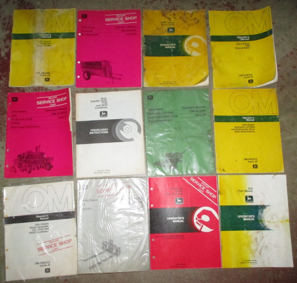 Lot Of 12 John Deere Operators & Predelivery Manuals Original!