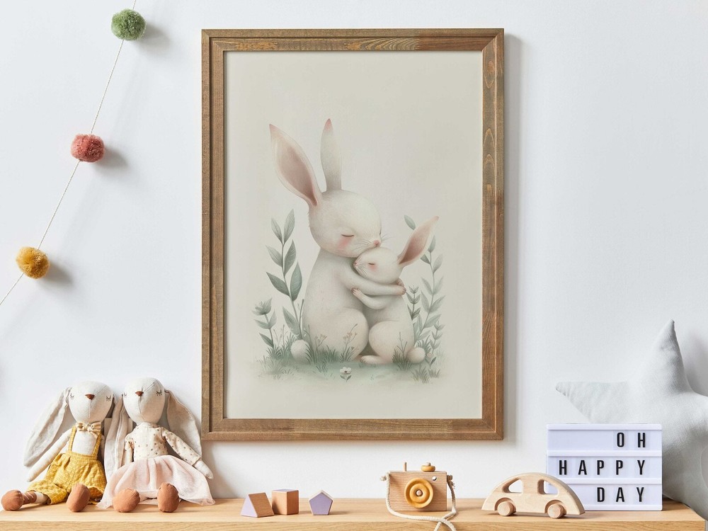 Cute Bunny Nursery Art Print Animal Nursery Decor Woodland Baby Animals Nursery