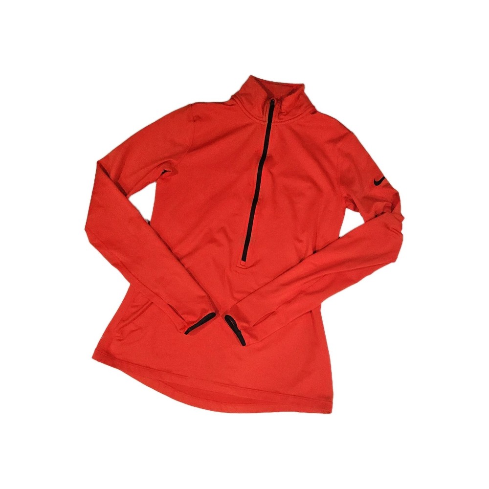 Nike Pro Dri-FIT womens Large Mock Neck Long Sleeve Athletic 1/4 Zip orange  L
