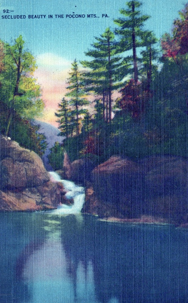 Secluded Beauty In The Pocono Mts Pennsylvania Linen Postcard