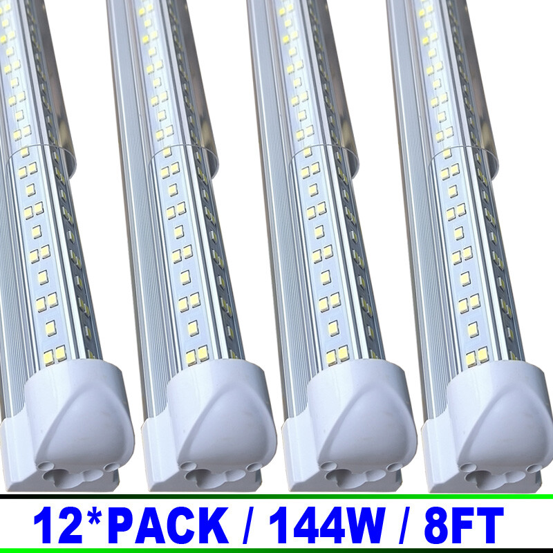 12 Pack 8Ft LED Tube Light Bulbs 144W 6500K 8 Foot LED Shop Light Fixture 18000L