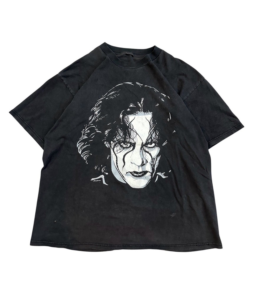 Vintage 90s STING WCW Wrestling Big Face Crow Promo Black T-Shirt Mens Size XL