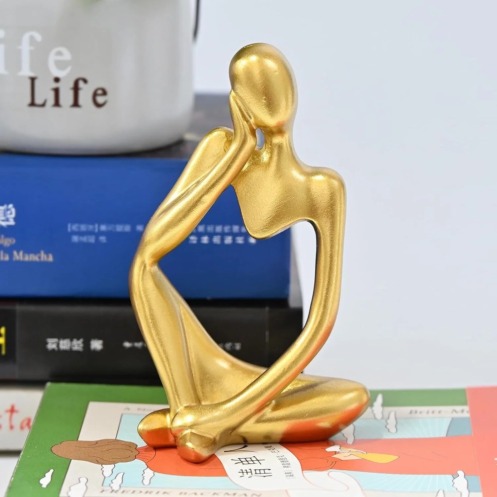 Gold Thinker Statue Home Decor, BOPART Resin Abstract Thinker Sculpture Figurine