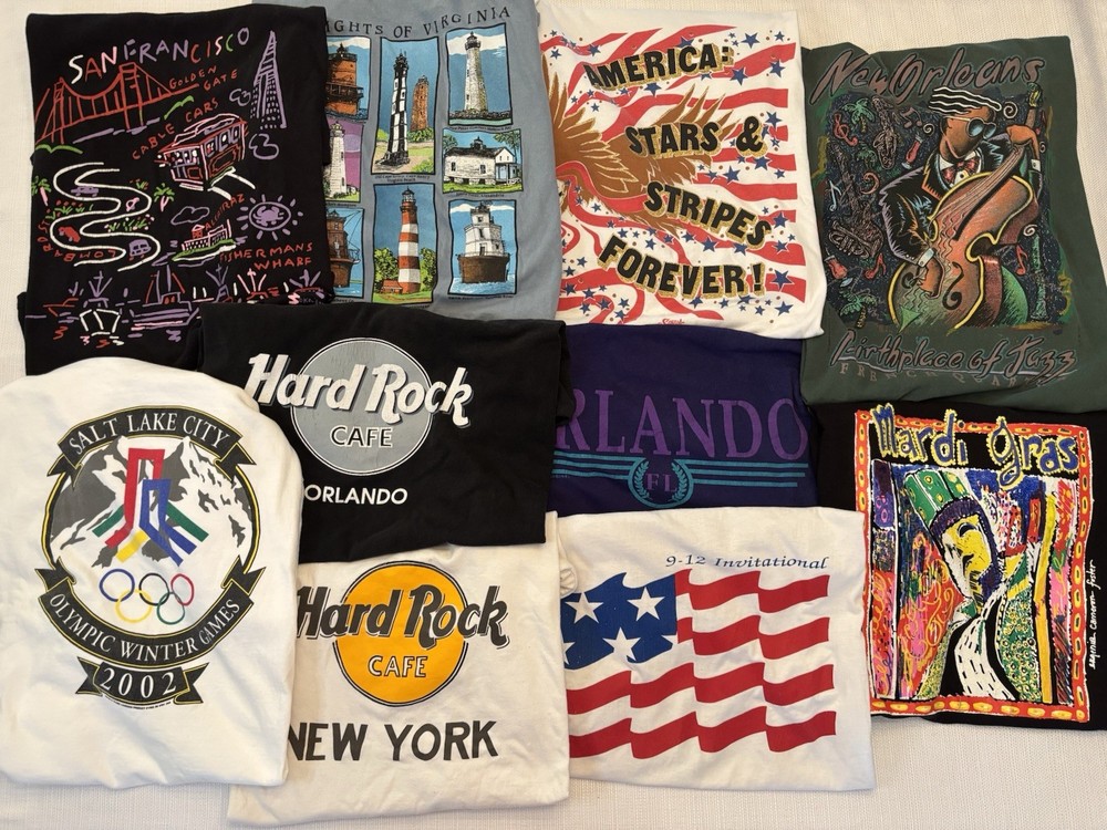 Vintage 90’s Bundle Lot of 10 Travel Nature Art T-shirts Men Size L-XL Wholesale