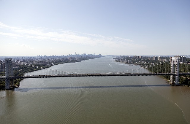 New York City NY 2017 George Washington Bridge Hudson River Aerial View