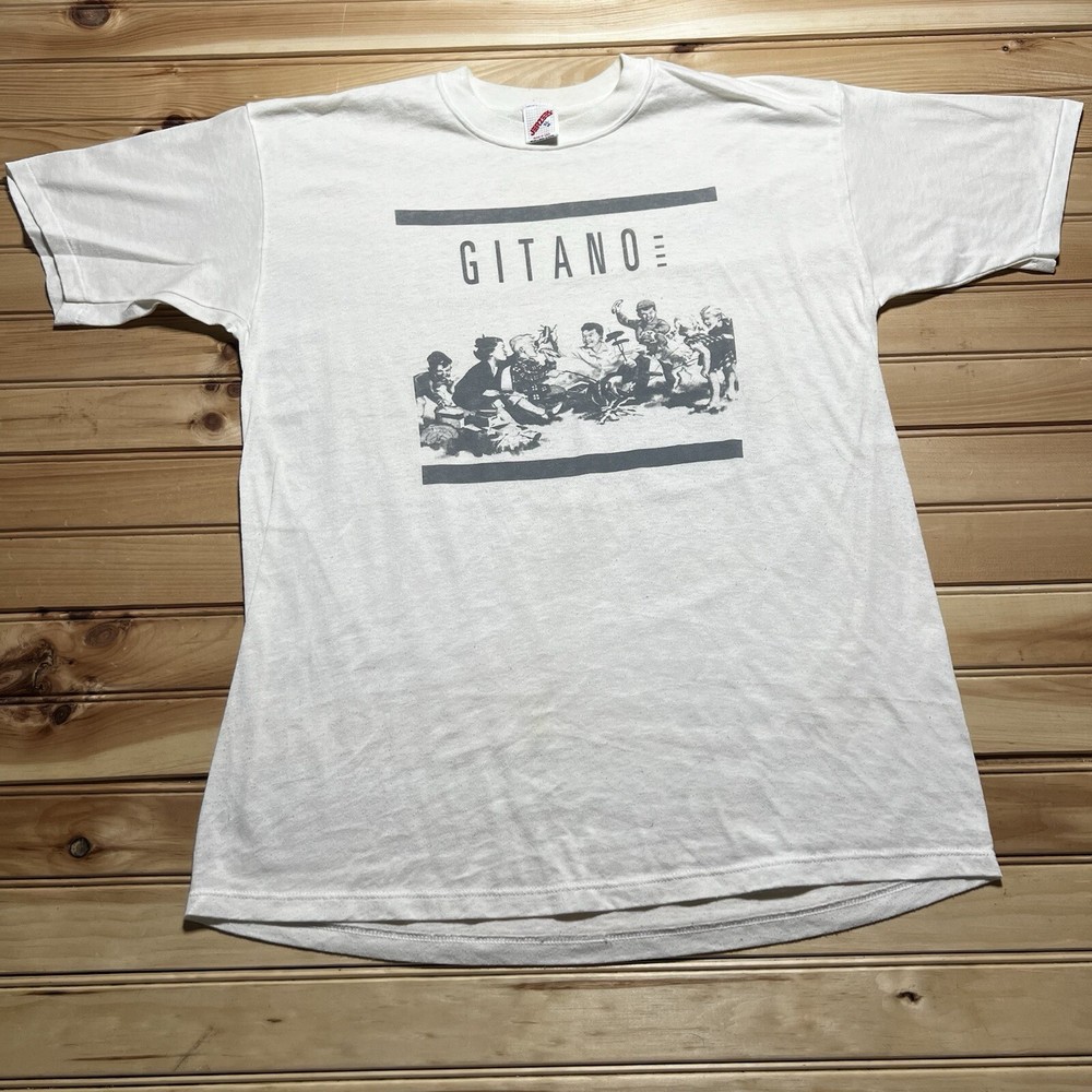 Vintage 80s 90s GITANO - Norman Rockwell Children Bonfire Art Style Shirt - XL