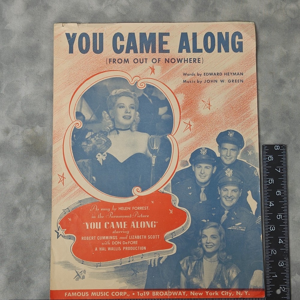 1945 You Came Along From Out of Nowhere Sheet Music Helen Forrest Paramount WWII