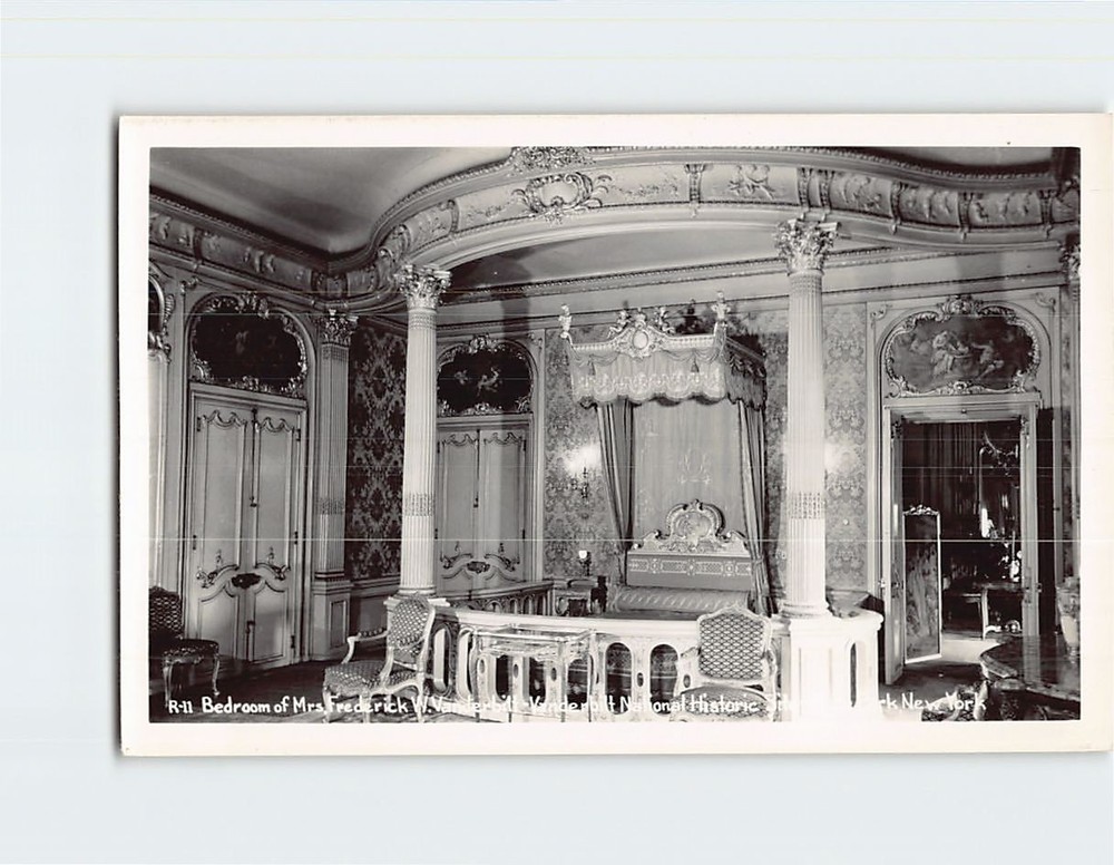 Postcard Mrs. F W Vanderbilt Bedroom National Historic Site Hyde Park New York