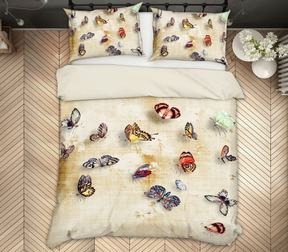 3D Color Butterfly ZHUA88 Bed Pillowcases Quilt Duvet Cover Set Queen King Zoe