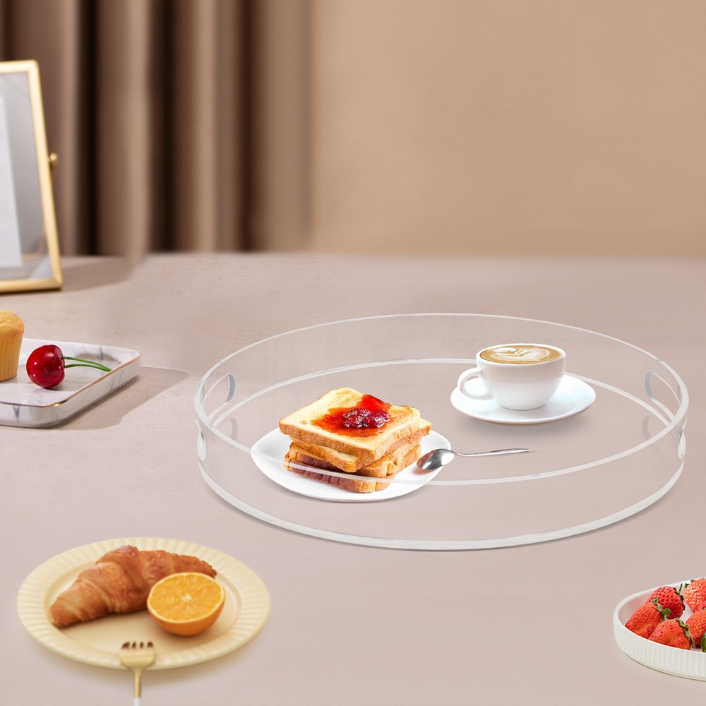 Home Decorative Coffee Table Tray 16 Elegant Acrylic Serving Tray w/ Handles