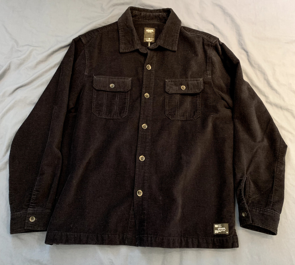Navy Blue Corduroy Buttoned Shirt Jacket Union Seattle, WA Men's Size Large (L)