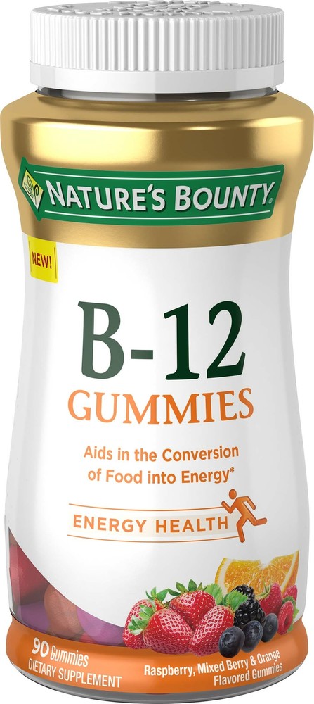 Nature's Bounty Vitamin B12 Gummies in Multi-Flavored 90 Count Pack  