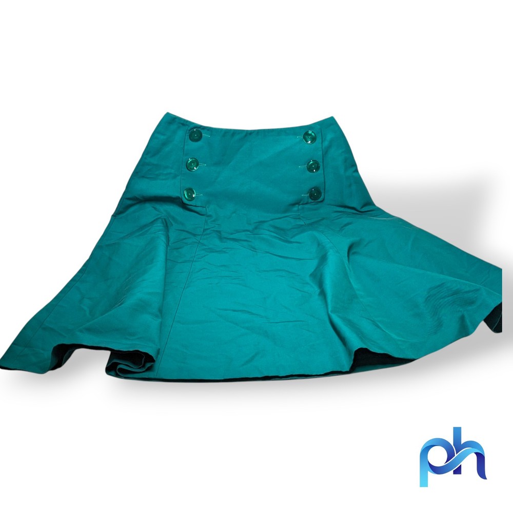 Vintage Max Mara Women’s Skirt Size 2 Green Cotton Silk Made in Italy