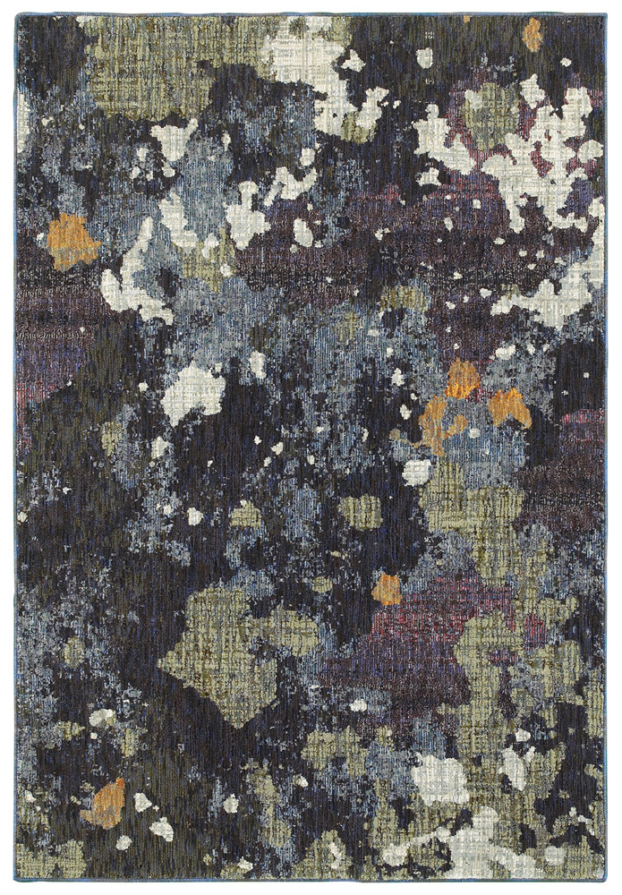 Blue Abstract Splotched Overlapping Area Rug 7x10 Feet 8029A-image
