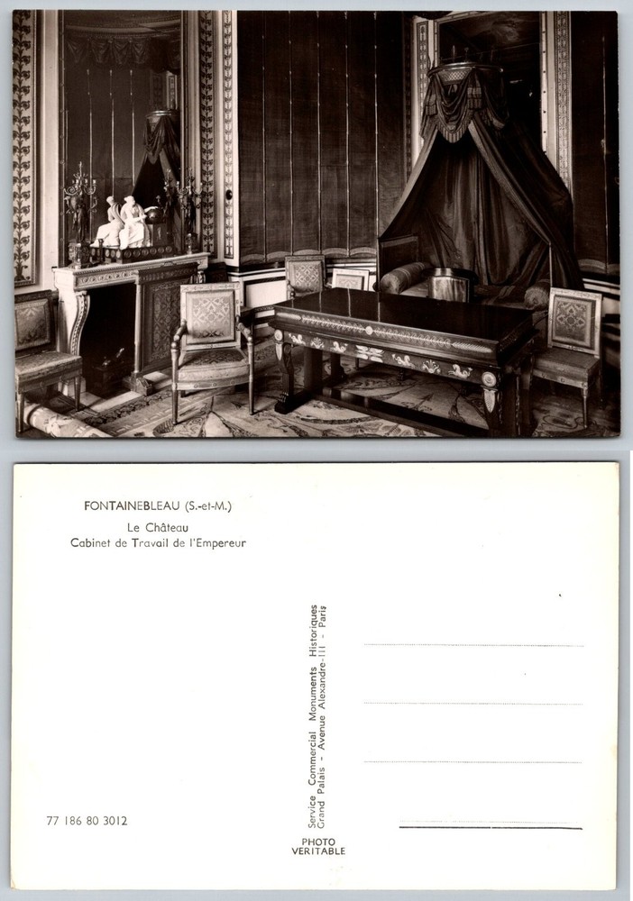 Château Fontainebleau Emperor's Study France Real Photo Postcard RPPC