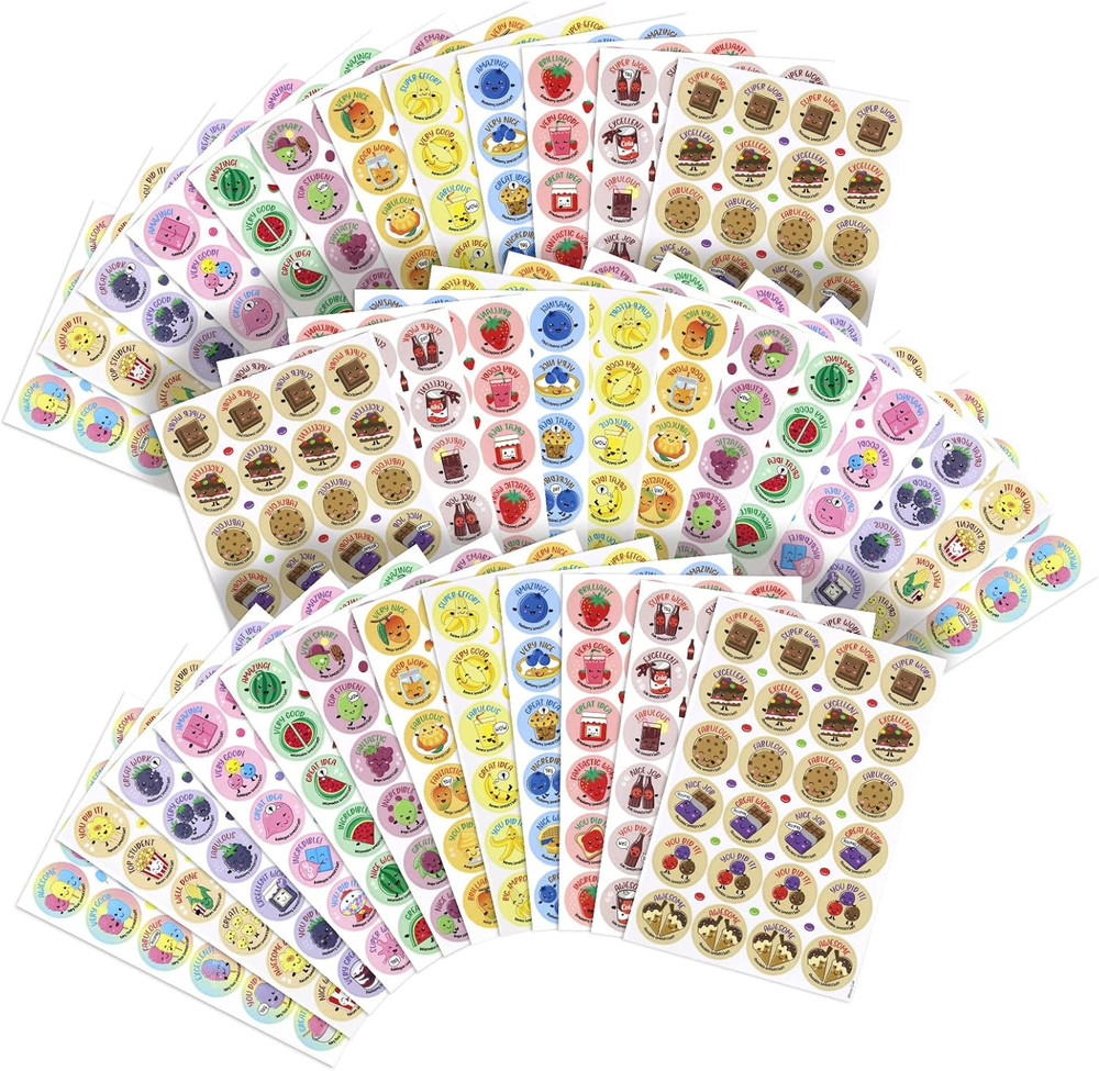 Scratch and Sniff Stickers - 864 Pieces, 12 Different Scents, 36 Sheets - Reward