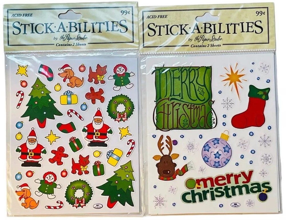 STICKABILITIES CHRISTMAS STICKERS NEW IN PACKAGE 2003 ACID FREE SANTA SCRAPBOOK-image