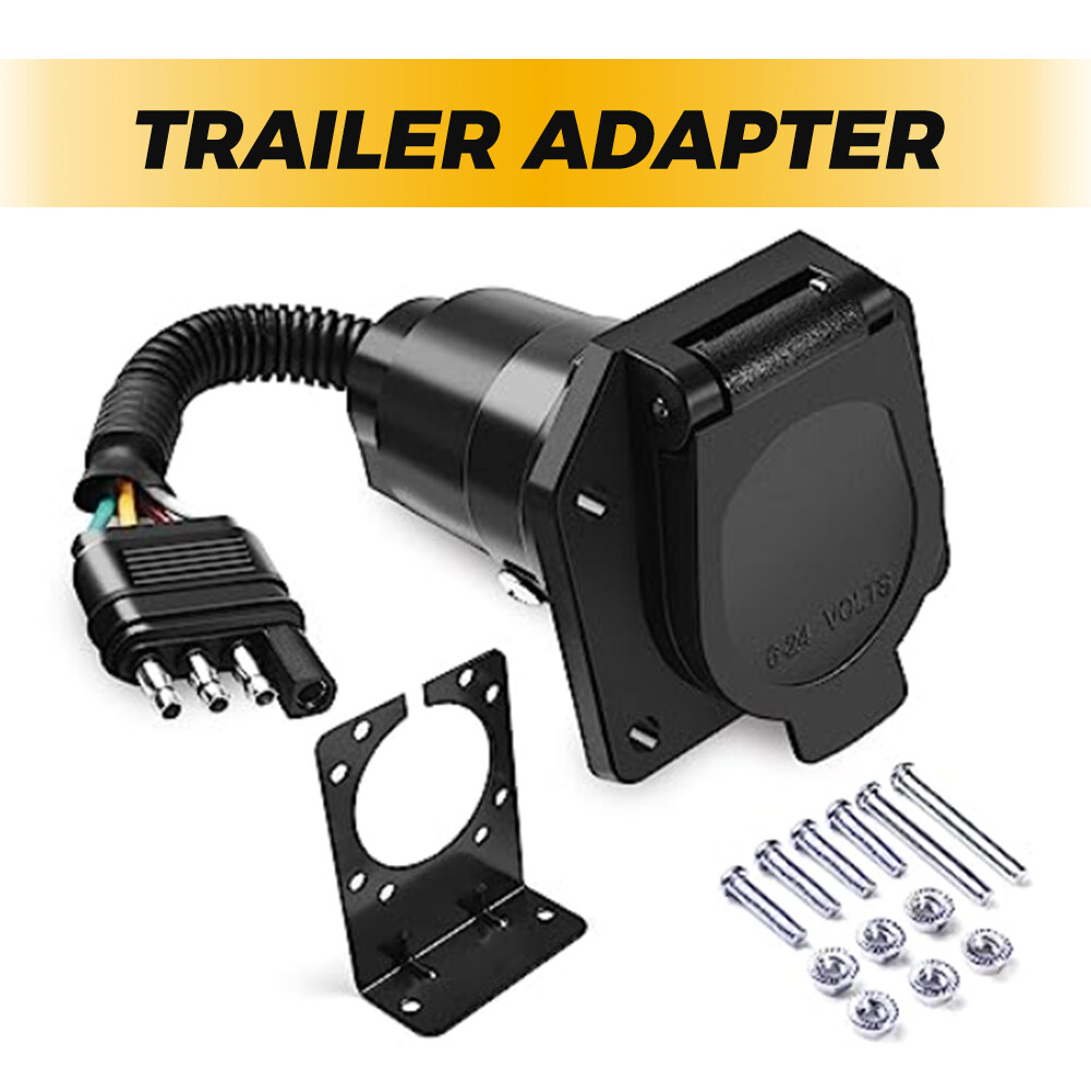 4-Way Flat to 7-Way Round Blade Trailer RV Boat Wiring Adapter Connector Kit