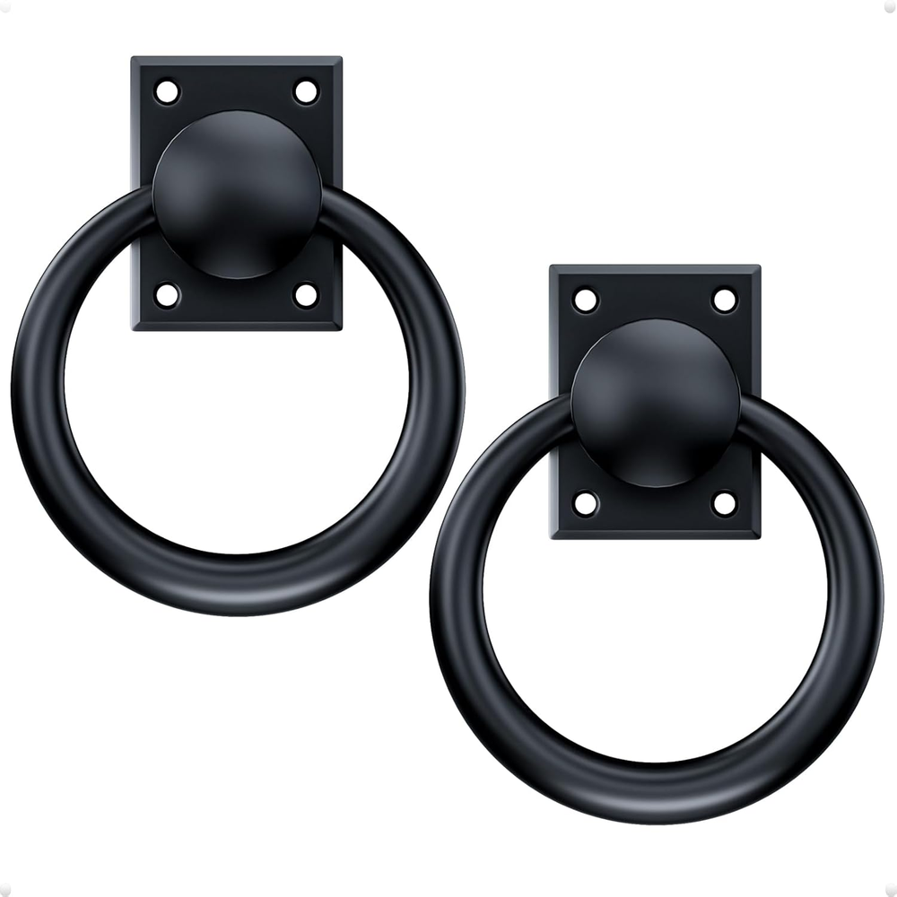 3-3/4 Inch Rotating Matte Black Sliding Barn Door Handles for Garden Fence Gates