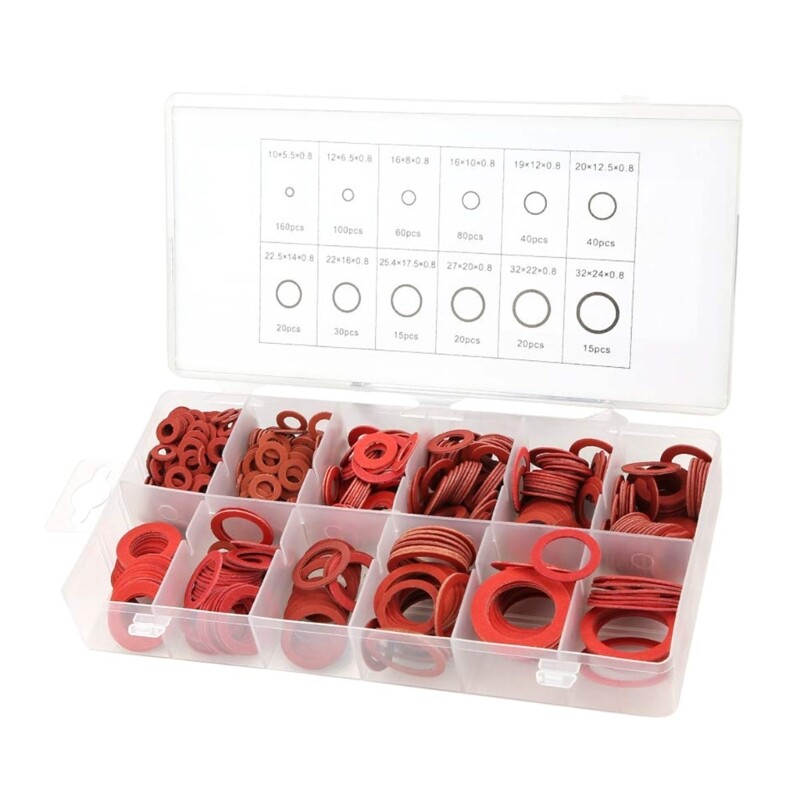 600Pcs Paper Gaskets Flat Steel Fiber Gasket Washer Insulation Washer