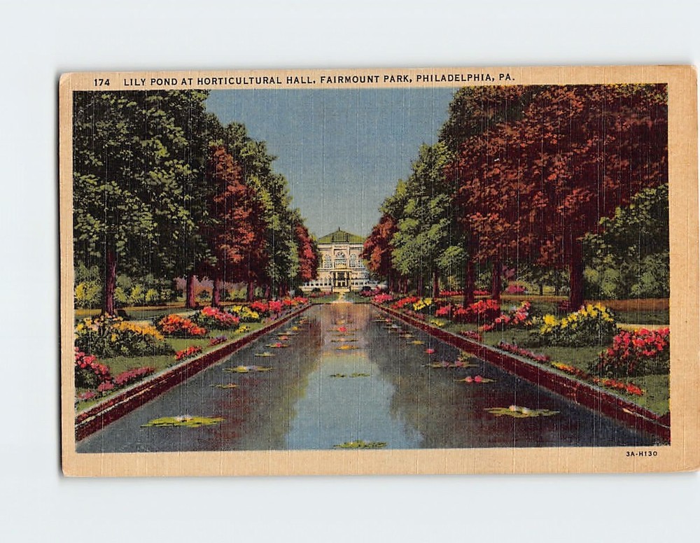 Postcard Lily Pond Horticultural Hall Fairmount Park Philadelphia Pennsylvania