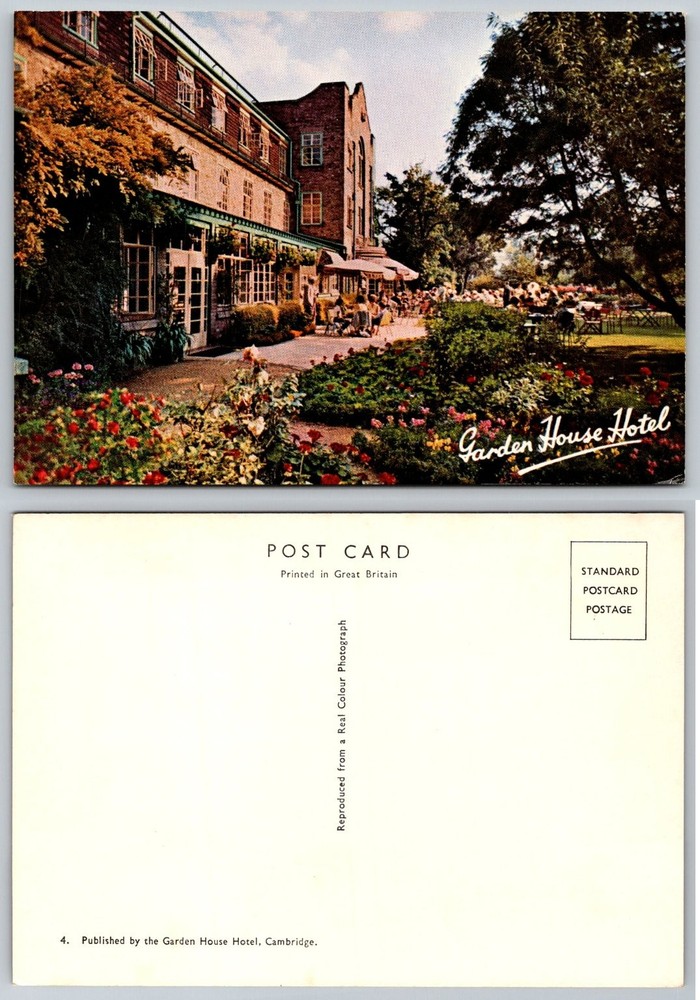 Vintage Garden House Hotel Cambridge England Real Photo Postcard UK Gardens