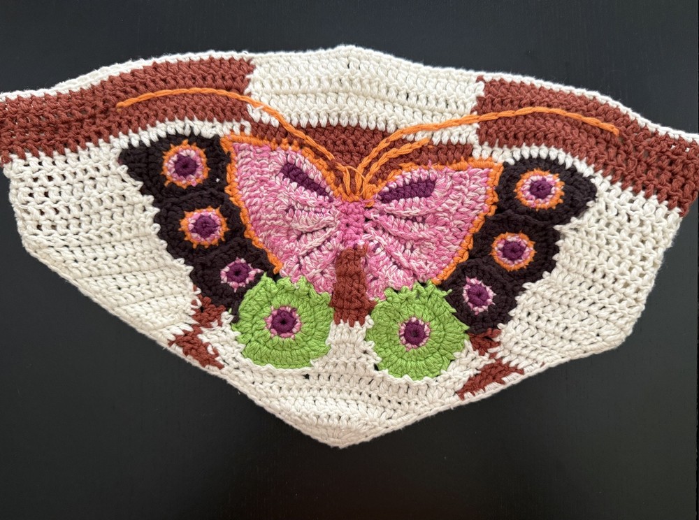 Urban Outfitters Crochet Butterfly Top Womens Small Boho Festival Knit Tie Shirt