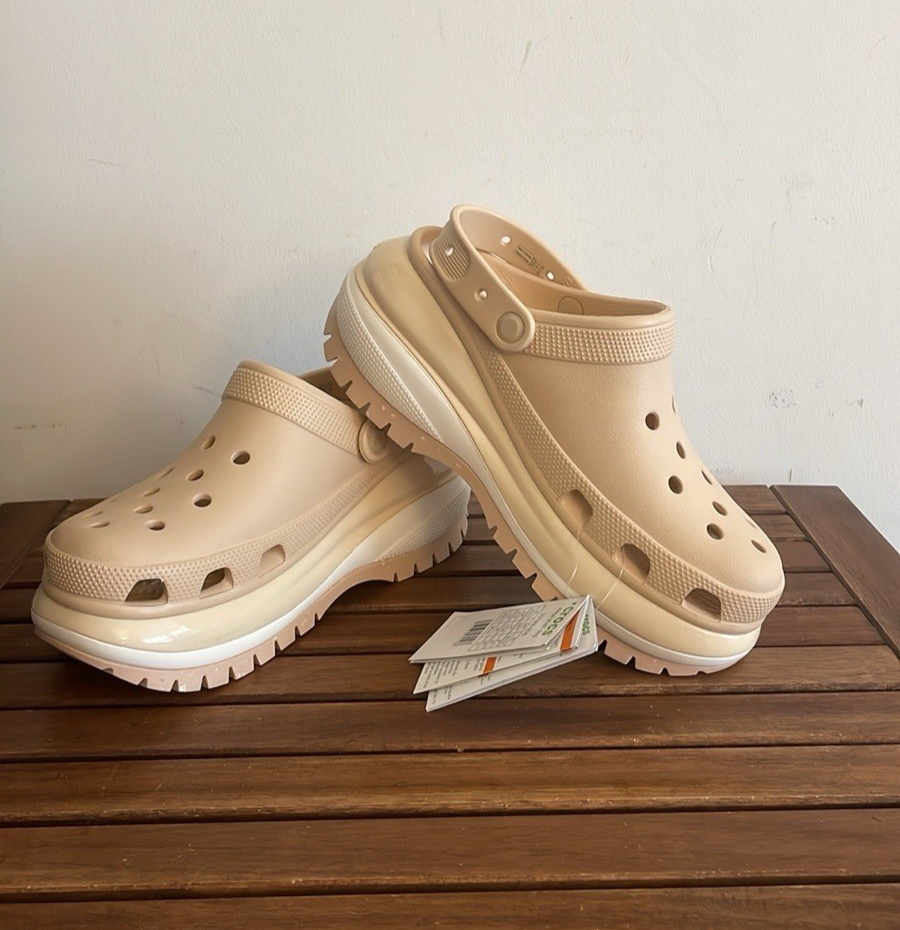 NWT Crocs Classic Mega Crush Platform Clogs Shitake US Women Size 10 Men Size 8